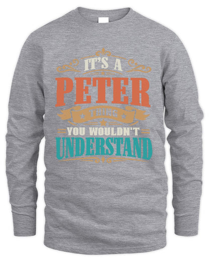 It’s a Name Thing Personalized Retro T-Shirt PETER M1-47 / Men's Long Sleeved T-Shirt / sport grey