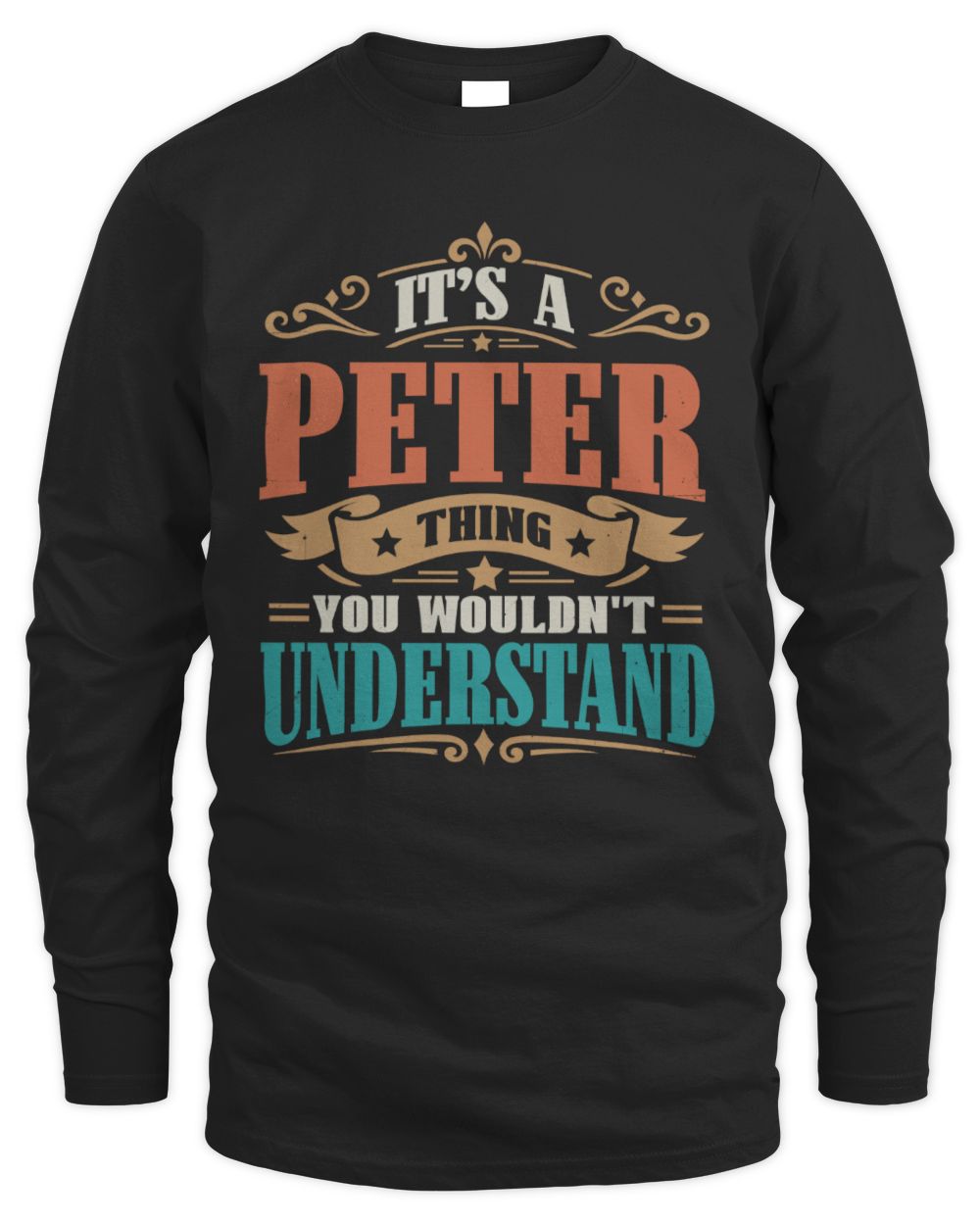 It’s a Name Thing Personalized Retro T-Shirt PETER M1-47 / Men's Long Sleeved T-Shirt / black