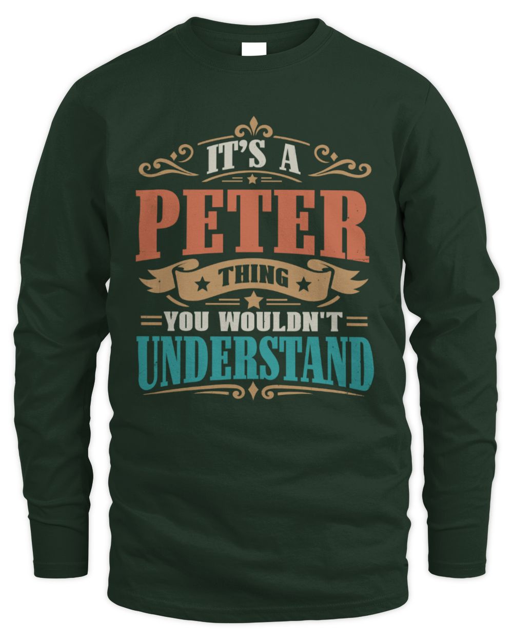 It’s a Name Thing Personalized Retro T-Shirt PETER M1-47 / Men's Long Sleeved T-Shirt / forest green