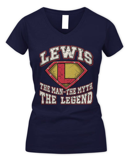 The Man The Myth The Legend Superman Graphic T-Shirt LEWIS M1-74 / Women's V-Neck T-Shirt / navy