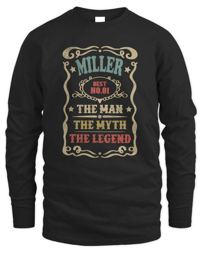 The Man The Myth The Legend Vintage Gold Wine Shirt MILLER M1-52 / Men's Long Sleeved T-Shirt / black