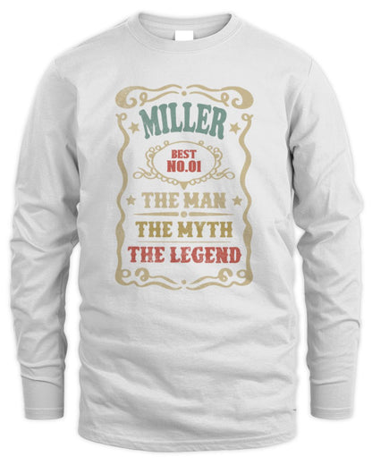 The Man The Myth The Legend Vintage Gold Wine Shirt MILLER M1-52 / Men's Long Sleeved T-Shirt / white