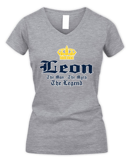 The Man The Myth The Legend Corona Beer T-Shirt LEON M1-S83 / Women's V-Neck T-Shirt / sport grey