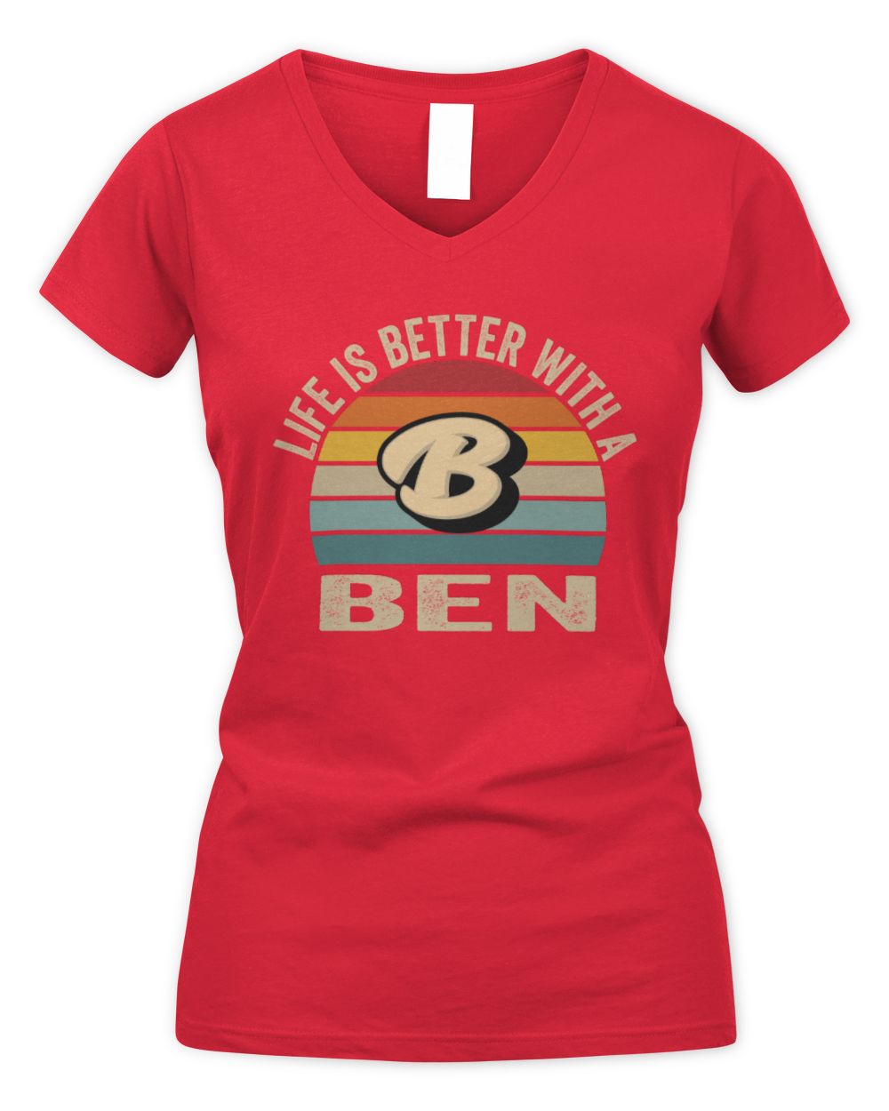 Life Is Better with Name Vintage Sun Shirt BEN M1-50 / Women's V-Neck T-Shirt / red