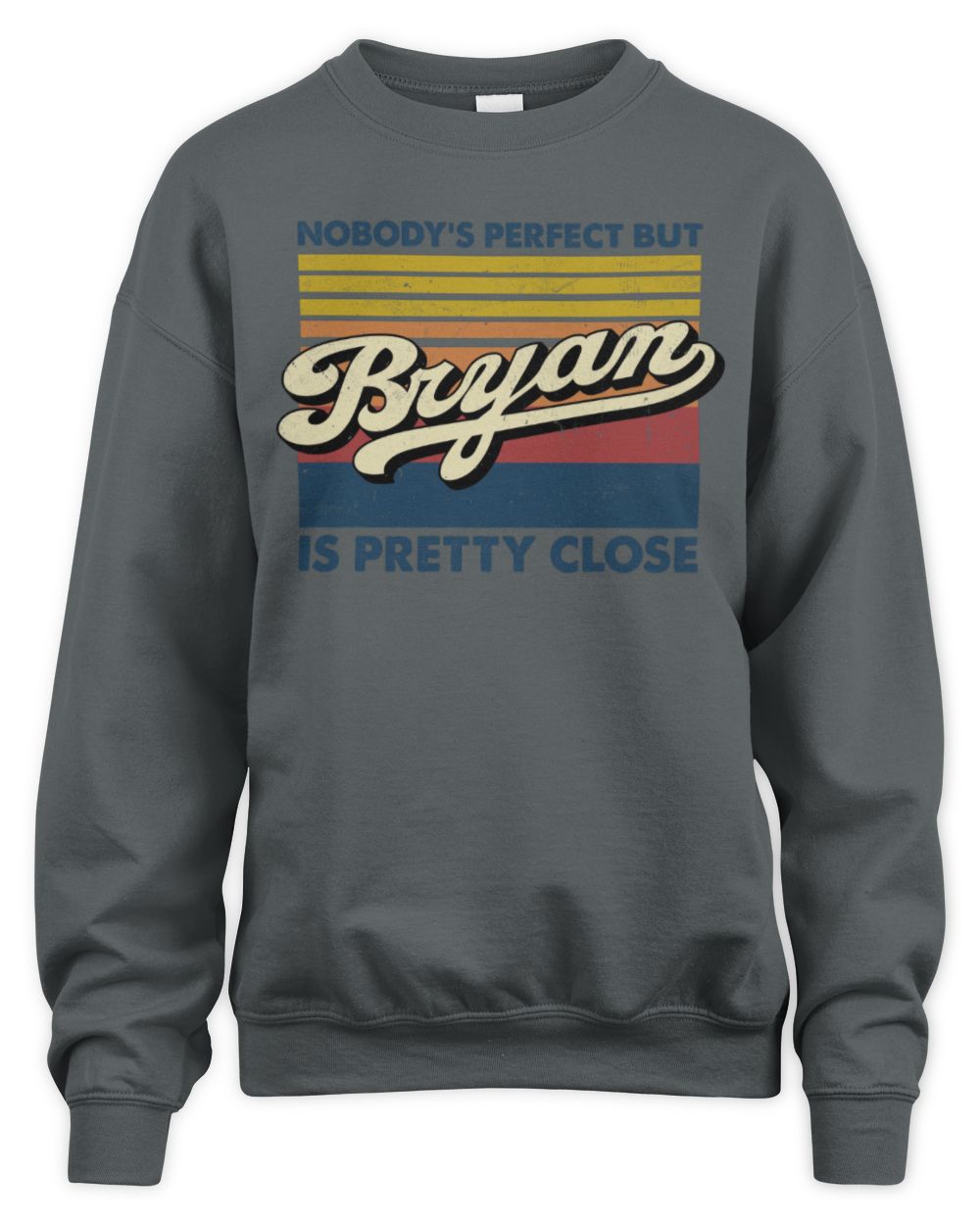 Nobody's Perfect But Your Name Is Pretty Close Retro Shirt BRYAN M1-65 / Unisex Sweatshirt / charcoal