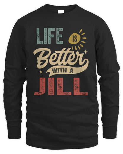Life Is Better With a Name Personalized Retro T-Shirt JILL-48 / Men's Long Sleeved T-Shirt / black