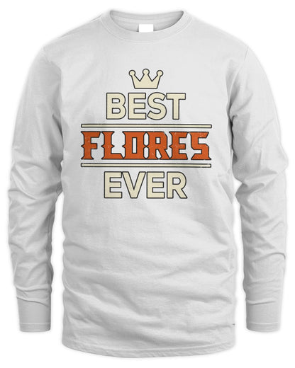 Best Your Name With Crown Shirt FLORES M1-59 / Men's Long Sleeved T-Shirt / white