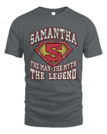 The Man The Myth The Legend Superman Graphic T-Shirt SAMANTHA M1-74 / Unisex Standard T-Shirt / charcoal