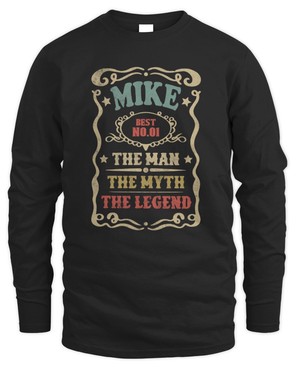 The Man The Myth The Legend Vintage Gold Wine Shirt MIKE M1-52 / Men's Long Sleeved T-Shirt / black