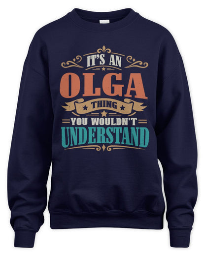 It’s a Name Thing Personalized Retro T-Shirt OLGA M1-47 / Unisex Sweatshirt / navy