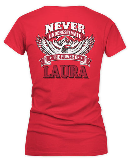 Never Underestimate Your Name Eagle Mountain Shirt LAURA M1-61 / Women's V-Neck T-Shirt / red