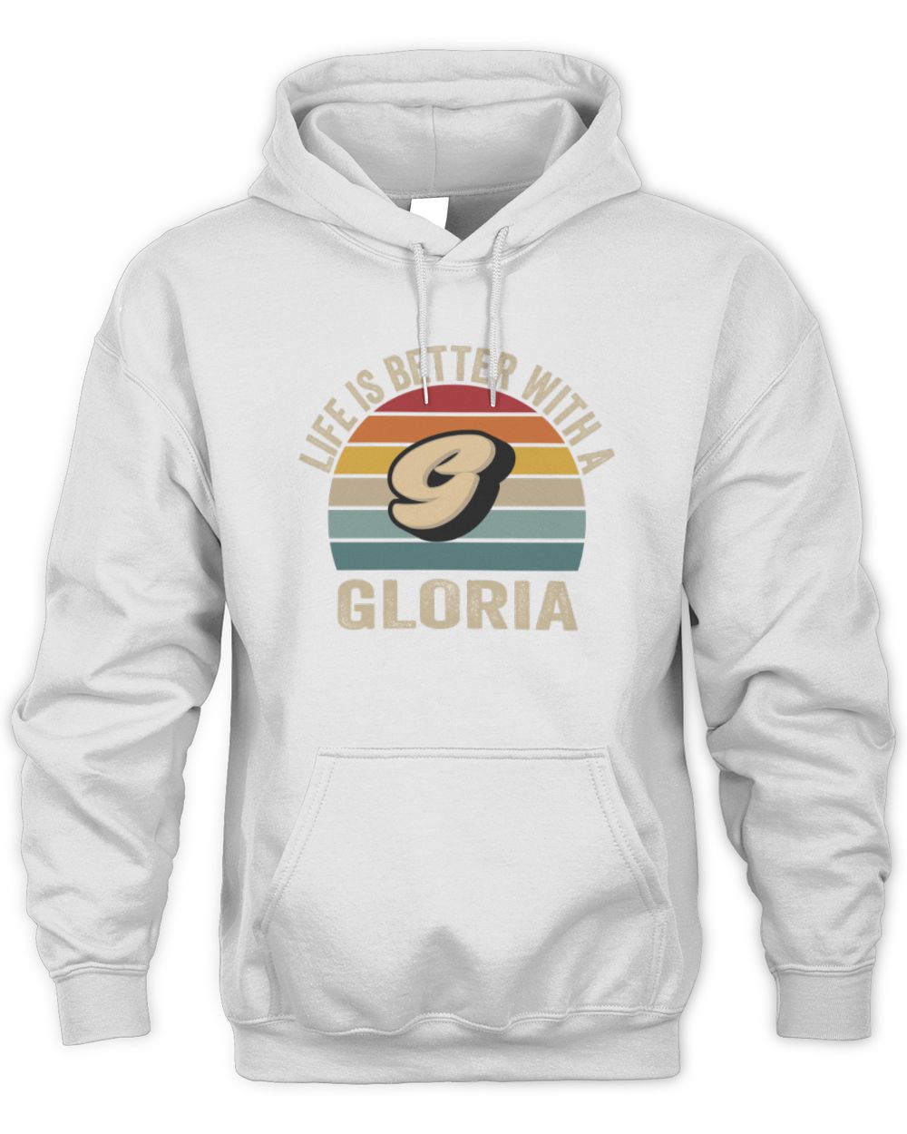 Life Is Better with Name Vintage Sun Shirt GLORIA M1-50 / Unisex Hoodie / white