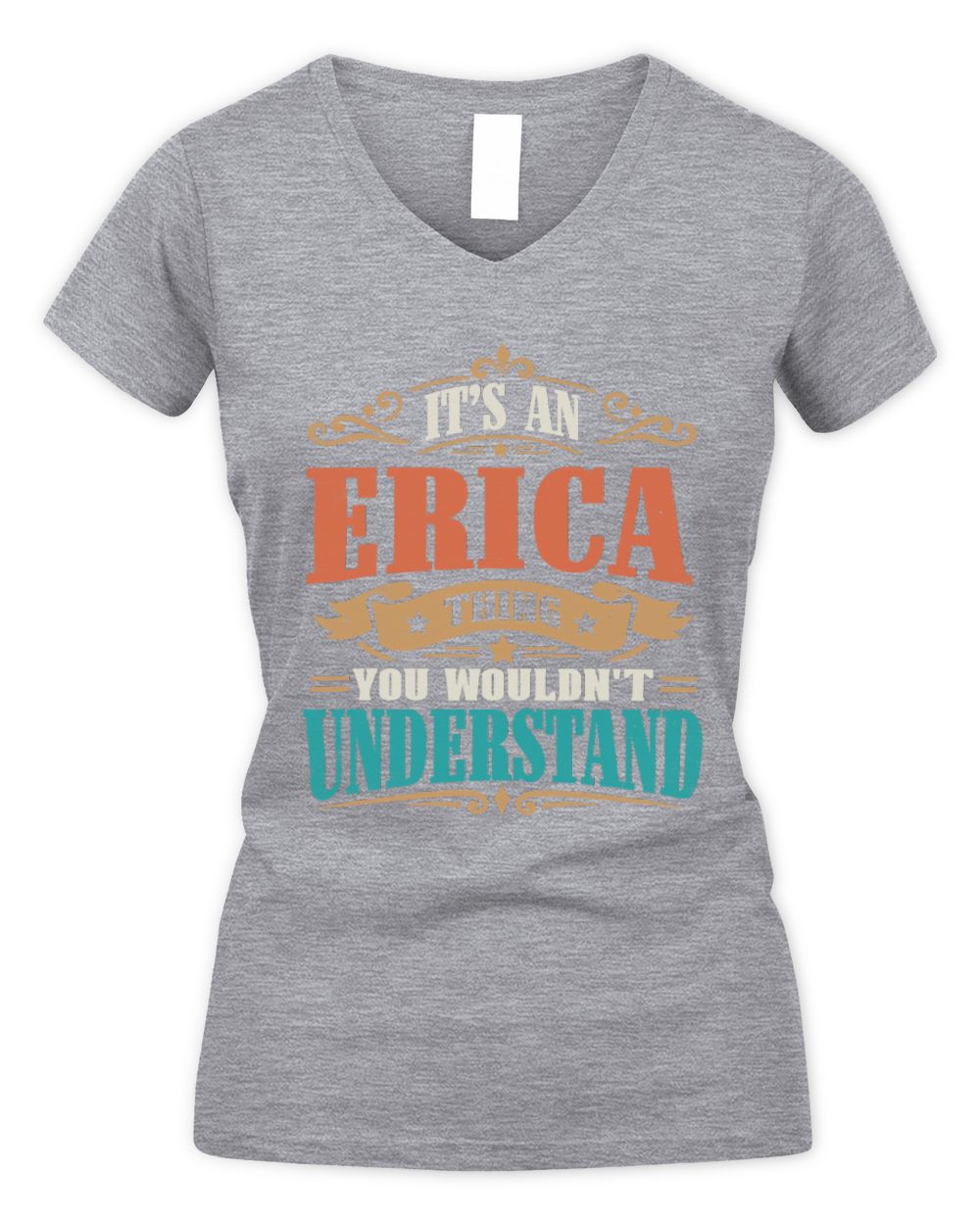 It’s a Name Thing Personalized Retro T-Shirt ERICA M1-47 / Women's V-Neck T-Shirt / sport grey