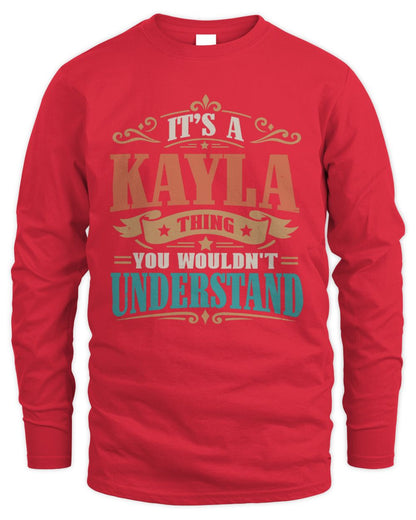 It’s a Name Thing Personalized Retro T-Shirt KAYLA M1-47 / Men's Long Sleeved T-Shirt / red