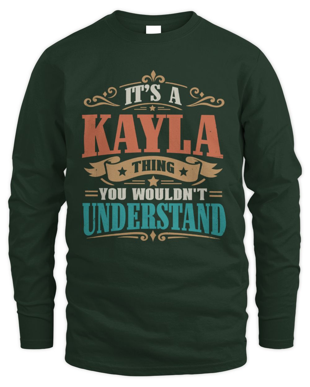 It’s a Name Thing Personalized Retro T-Shirt KAYLA M1-47 / Men's Long Sleeved T-Shirt / forest green