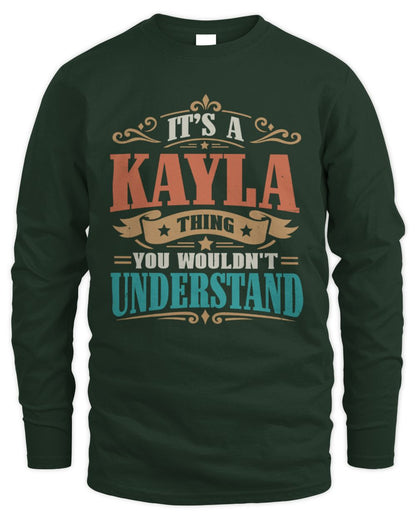 It’s a Name Thing Personalized Retro T-Shirt KAYLA M1-47 / Men's Long Sleeved T-Shirt / forest green