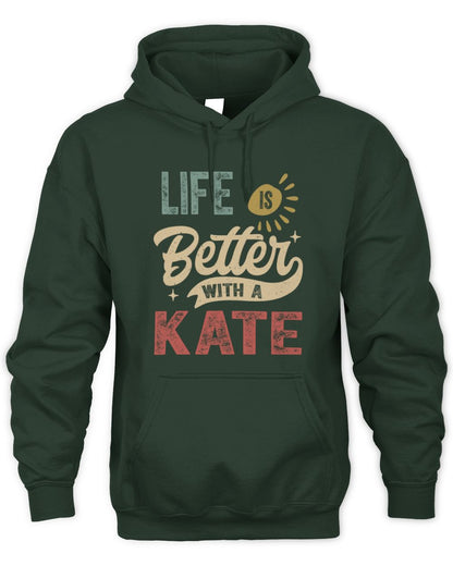 Life Is Better With a Name Personalized Retro T-Shirt KATE-48 / Unisex Hoodie / forest green
