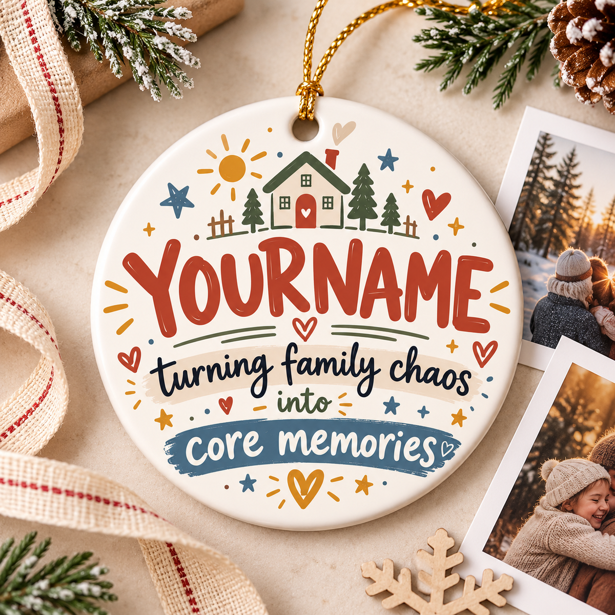 Turning Family Chaos Into Core Memories - Personalized Ceramic Ornament