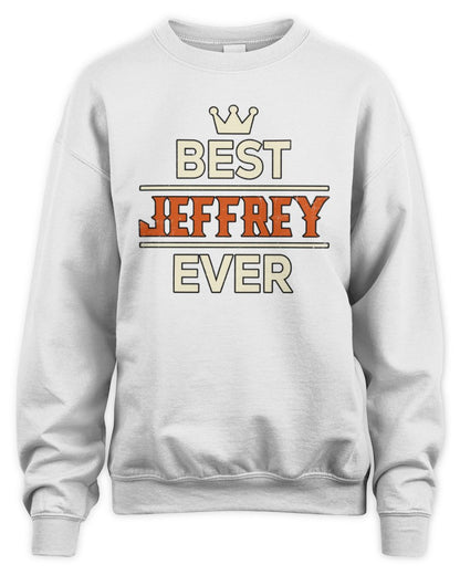 Best Your Name With Crown Shirt JEFFREY M1-59 / Unisex Sweatshirt / white