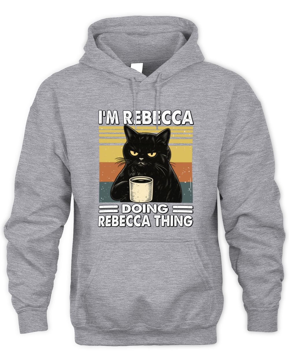 I'm Name Doing Name Thing Grumpy Black Cat Shirt REBECCA M1-79 / Unisex Hoodie / sport grey