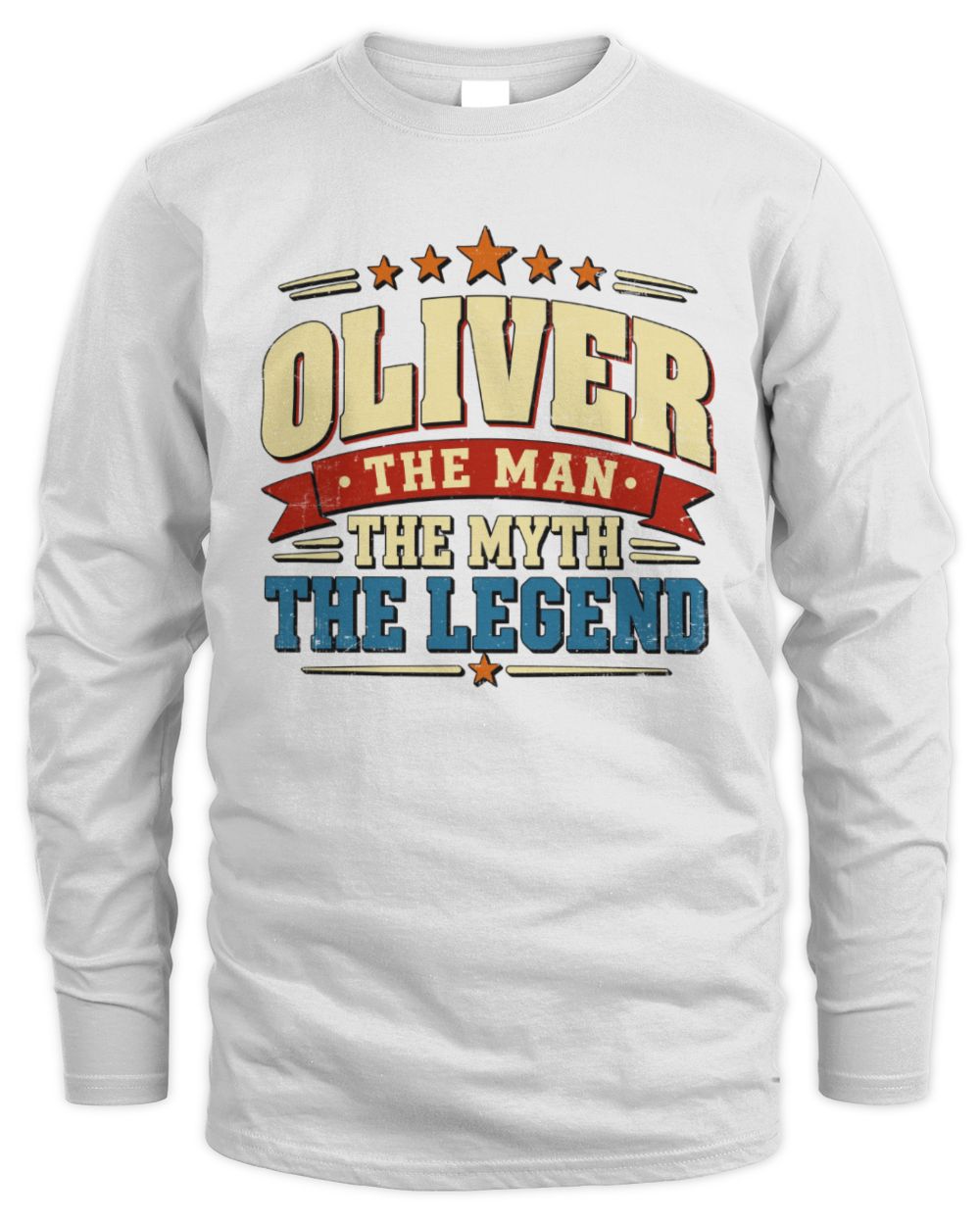 The Man The Myth The Legend Ribbon Vintage T-Shirt OLIVER M1-56 / Men's Long Sleeved T-Shirt / white