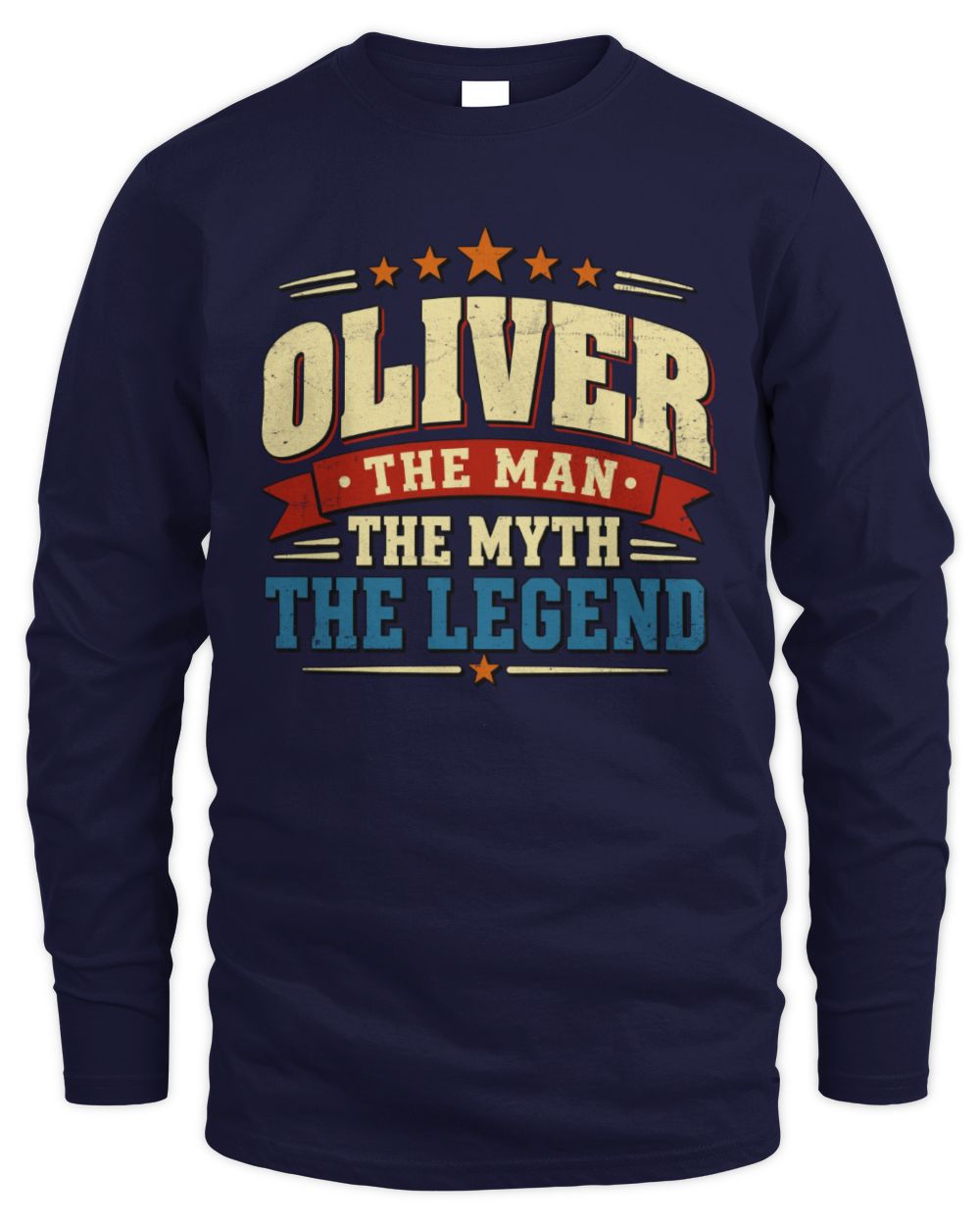 The Man The Myth The Legend Ribbon Vintage T-Shirt OLIVER M1-56 / Men's Long Sleeved T-Shirt / navy