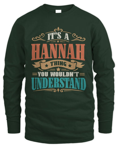It’s a Name Thing Personalized Retro T-Shirt HANNAH M1-47 / Men's Long Sleeved T-Shirt / forest green