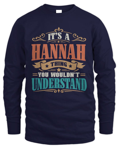 It’s a Name Thing Personalized Retro T-Shirt HANNAH M1-47 / Men's Long Sleeved T-Shirt / navy