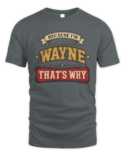 Because I'm Name That's Why Americana T-Shirt WAYNE M1-S88 / Unisex Standard T-Shirt / charcoal