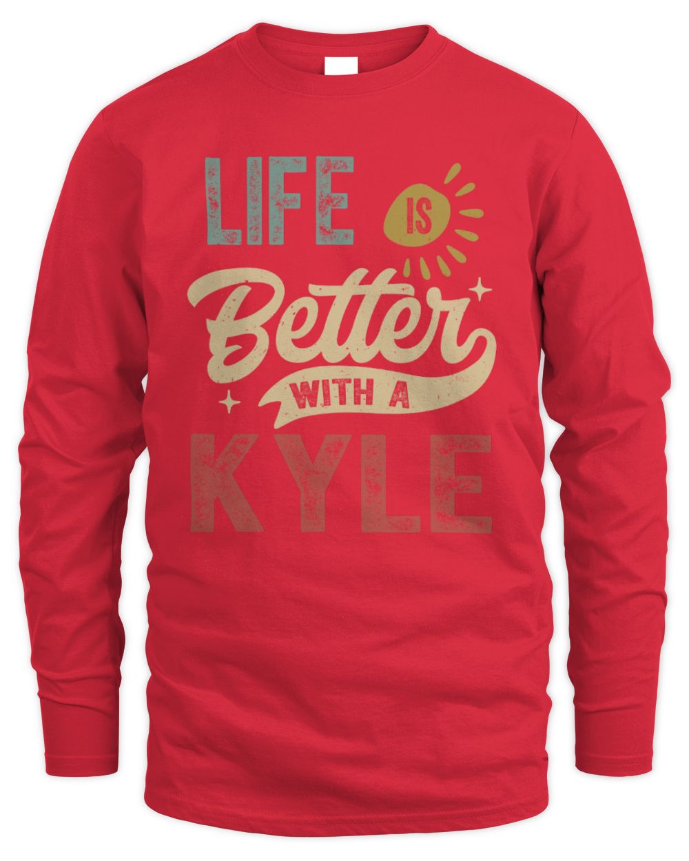 Life Is Better With a Name Personalized Retro T-Shirt KYLE-48 / Men's Long Sleeved T-Shirt / red