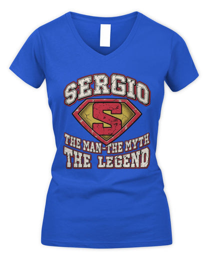The Man The Myth The Legend Superman Graphic T-Shirt SERGIO M1-74 / Women's V-Neck T-Shirt / royal