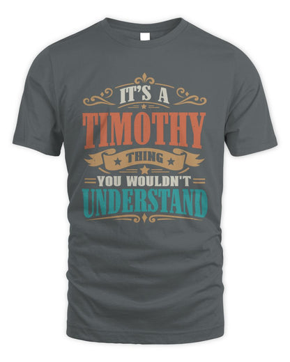 It’s a Name Thing Personalized Retro T-Shirt TIMOTHY M1-47 / Unisex Standard T-Shirt / charcoal