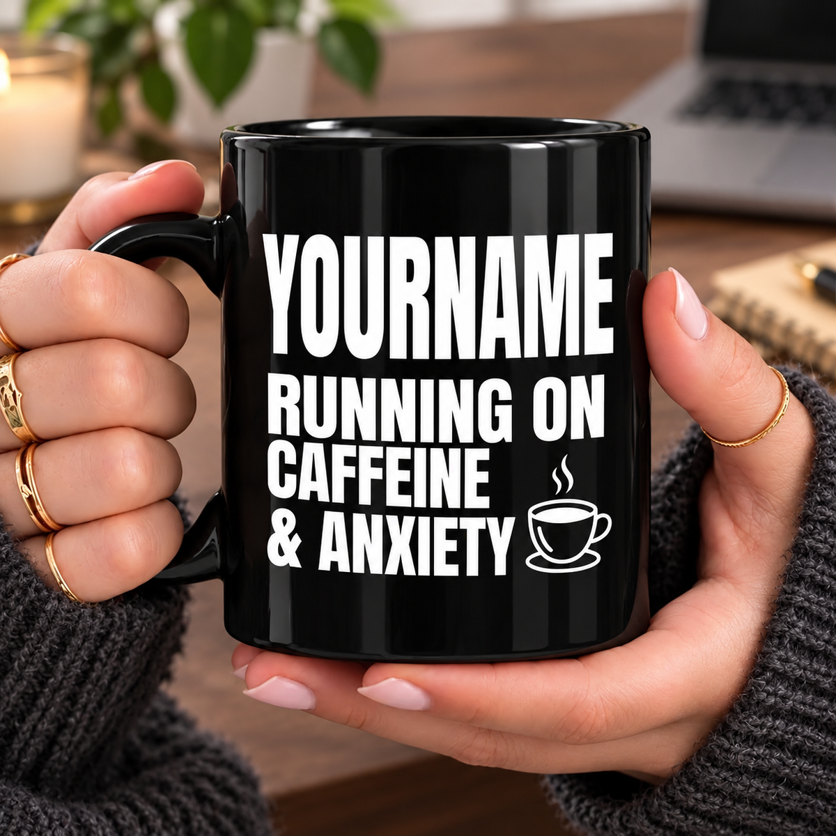 Running On Caffeine & Anxiety - Personalized Mug