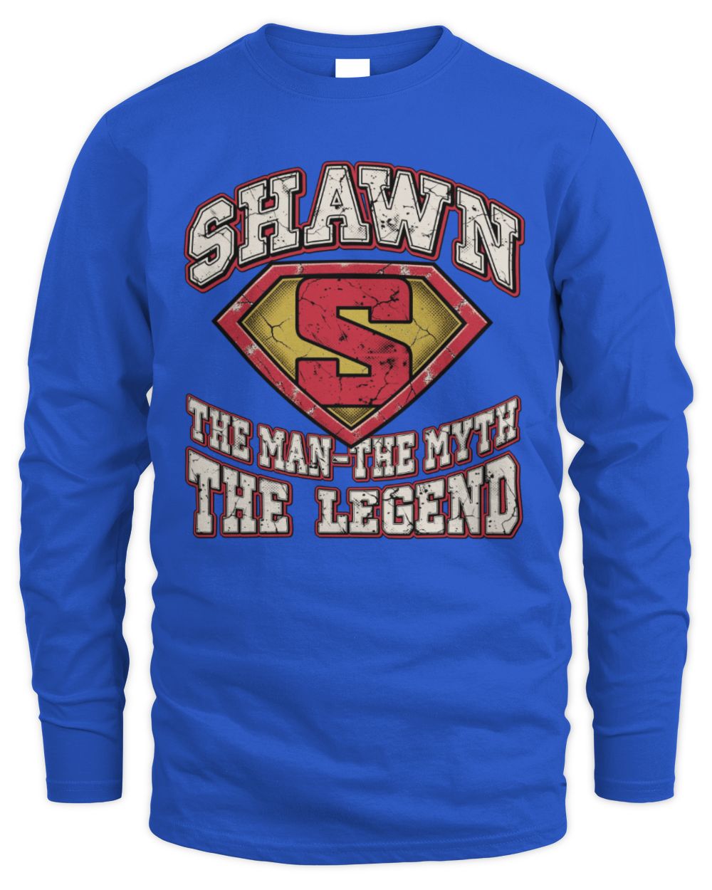 The Man The Myth The Legend Superman Graphic T-Shirt SHAWN M1-74 / Men's Long Sleeved T-Shirt / royal