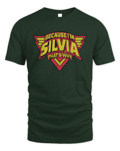 Because I'm Name That's Why Red and Yellow Logo Graphic T-Shirt SILVIA M1-75 / Unisex Standard T-Shirt / forest green
