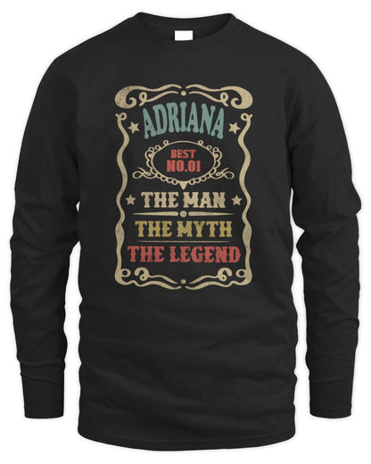 The Man The Myth The Legend Vintage Gold Wine Shirt ADRIANA M1-52 / Men's Long Sleeved T-Shirt / black