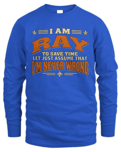 I'm Name Let's Just Assume I'm Never Wrong Retro Shirt RAY M1-64 / Men's Long Sleeved T-Shirt / royal
