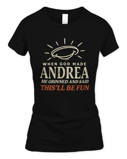 When God Made Your Name Funny Western T-Shirt T-Shirt ANDREA M1-S82 / Women's Standard T-Shirt / black