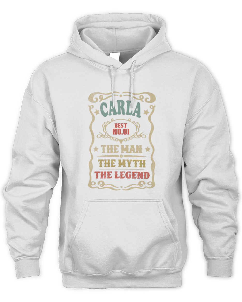 The Man The Myth The Legend Vintage Gold Wine Shirt CARLA M1-52 / Unisex Hoodie / white