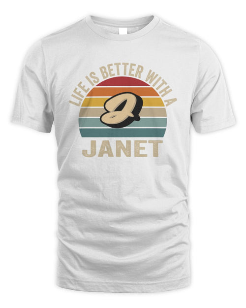 Life Is Better with Name Vintage Sun Shirt JANET M1-50 / Unisex Standard T-Shirt / white