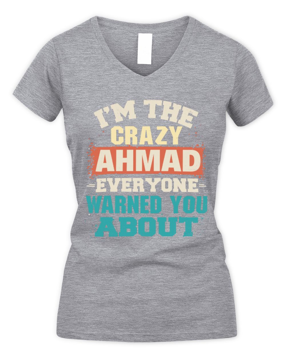 I'm the Crazy One Everyone Warned You About Retro Graphic T-Shirt AHMAD M1-70 / Women's V-Neck T-Shirt / sport grey