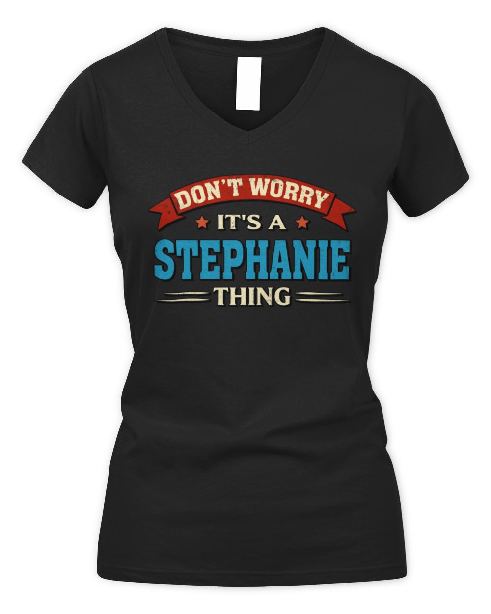 Don't Worry It's a Your Name Thing Funny Retro T-Shirt STEPHANIE M1-57 / Women's V-Neck T-Shirt / black