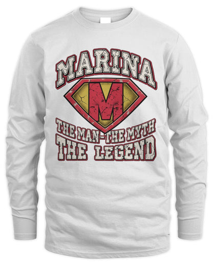 The Man The Myth The Legend Superman Graphic T-Shirt MARINA M1-74 / Men's Long Sleeved T-Shirt / white