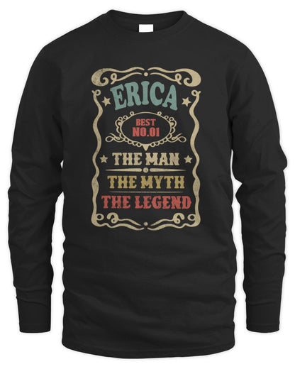 The Man The Myth The Legend Vintage Gold Wine Shirt ERICA M1-52 / Men's Long Sleeved T-Shirt / black