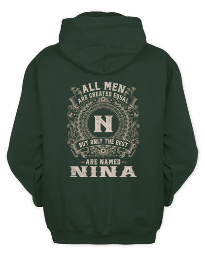 All Men Are Created Equal Cool Logo Shirt NINA M1-60 / Unisex Hoodie / forest green