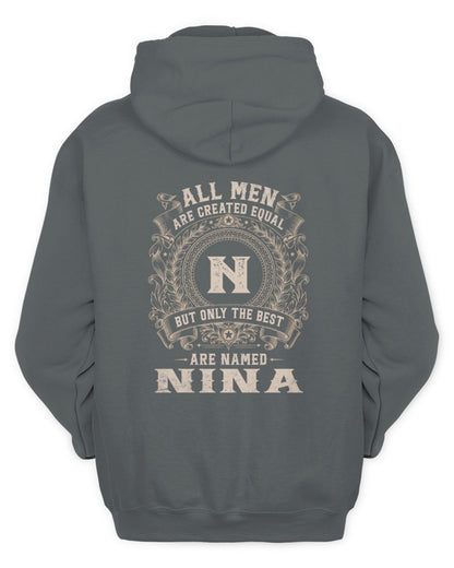 All Men Are Created Equal Cool Logo Shirt NINA M1-60 / Unisex Hoodie / charcoal