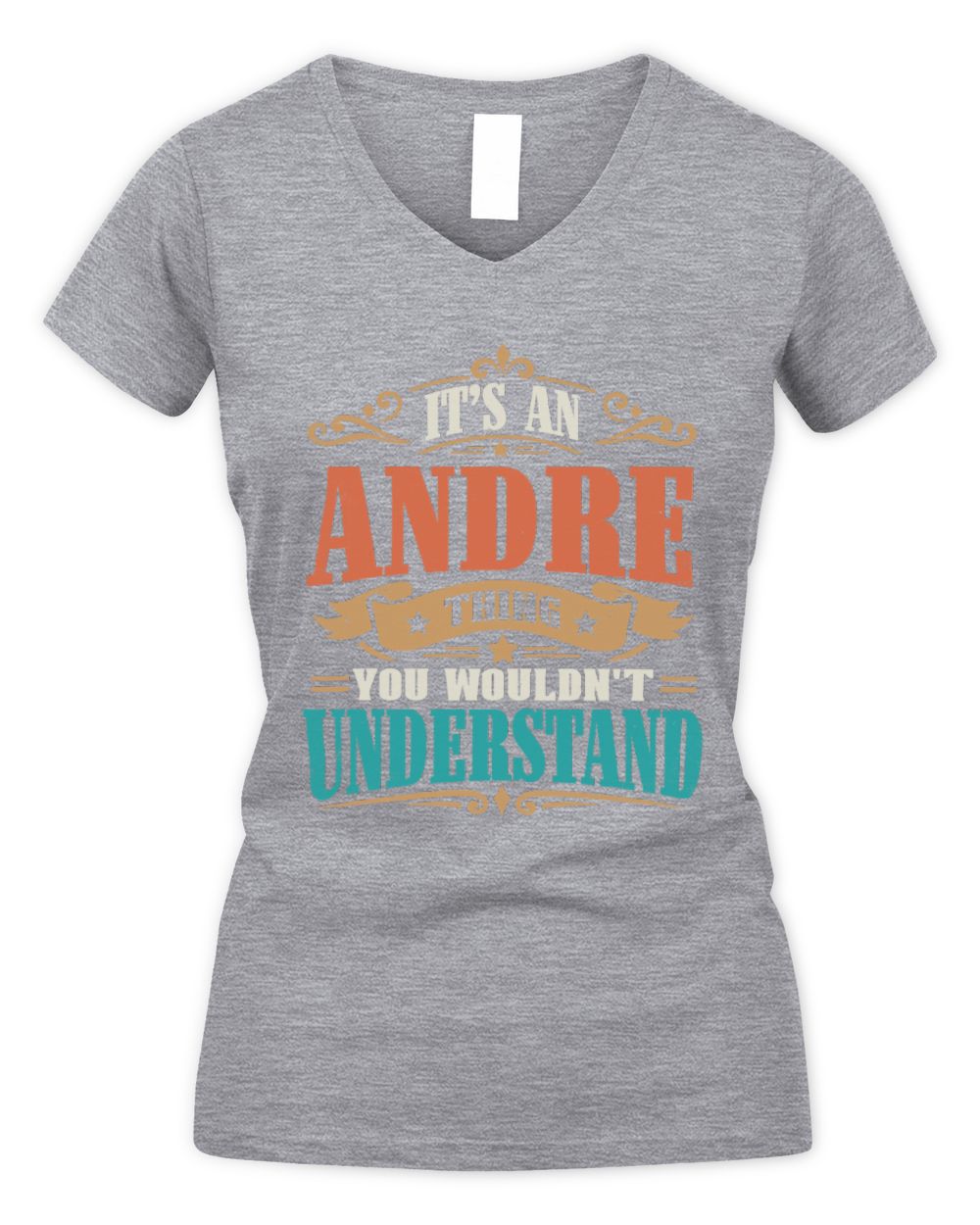 It’s a Name Thing Personalized Retro T-Shirt ANDRE M1-47 / Women's V-Neck T-Shirt / sport grey