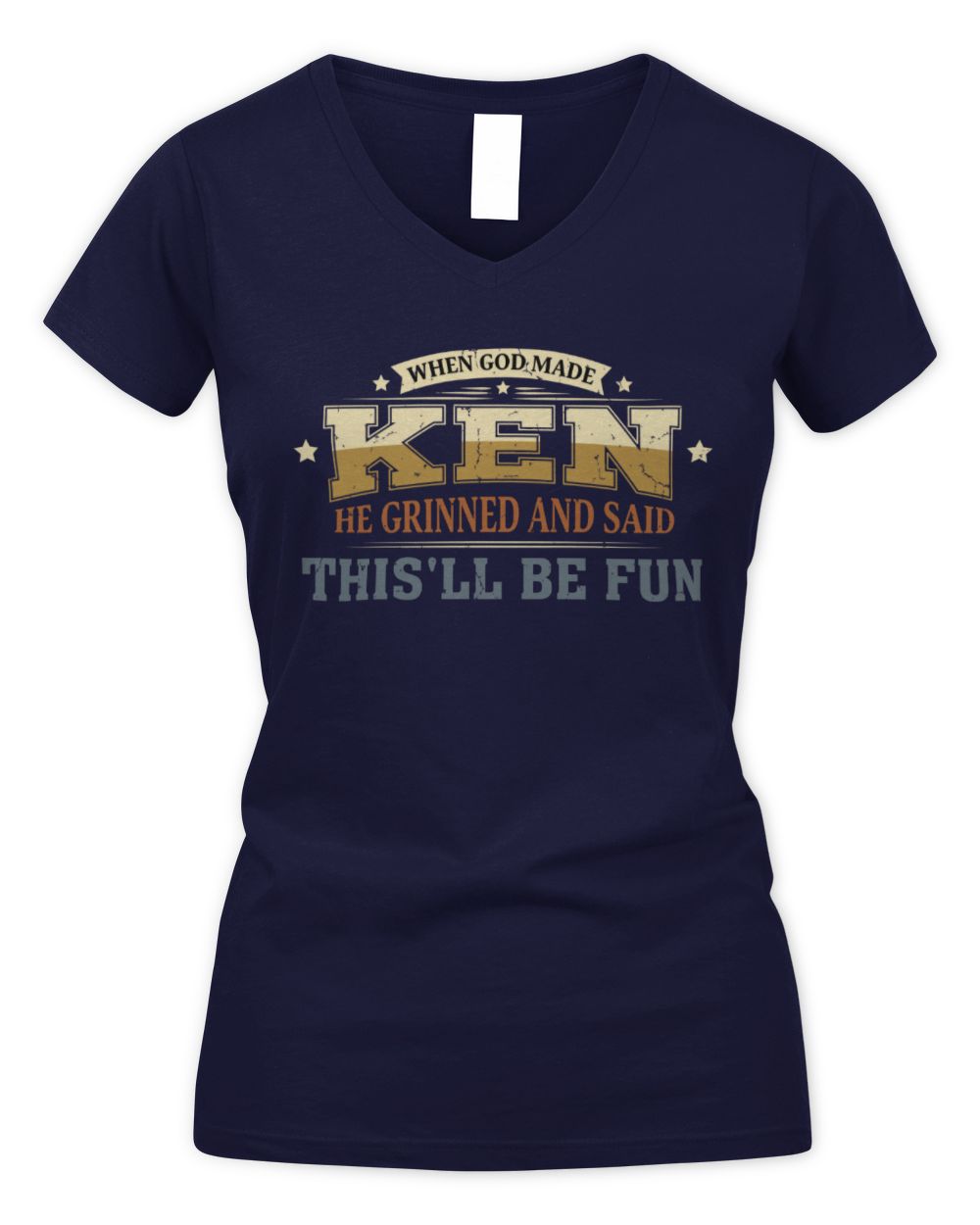 When God Made Your Name Funny Heritage T-Shirt KEN M1-80 / Women's V-Neck T-Shirt / navy