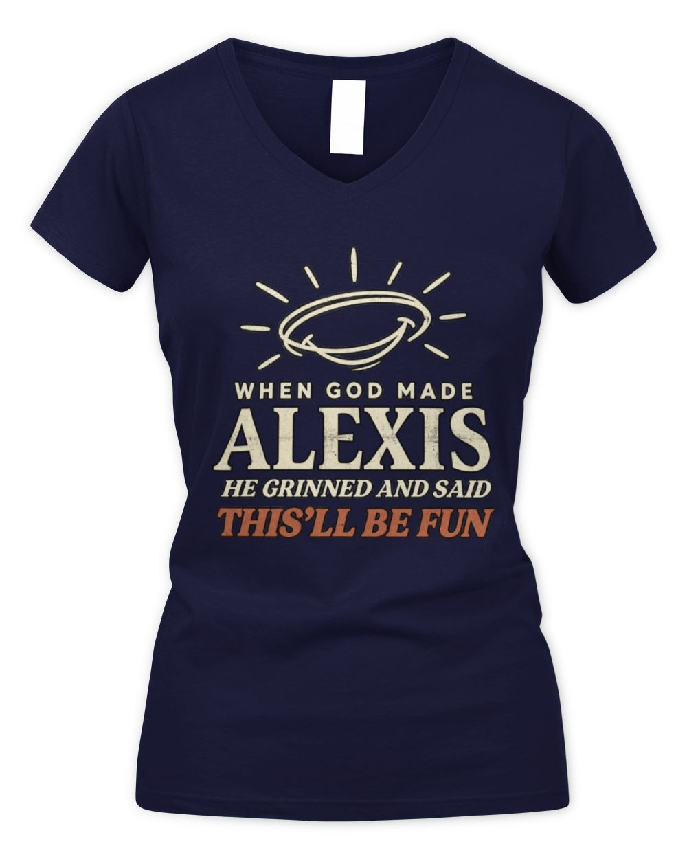 When God Made Your Name Funny Western T-Shirt T-Shirt ALEXIS M1-S82 / Women's V-Neck T-Shirt / navy