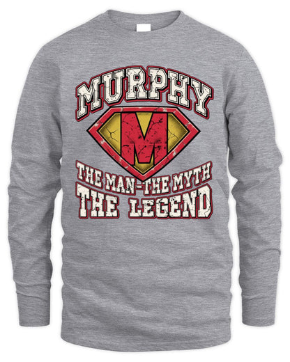 The Man The Myth The Legend Superman Graphic T-Shirt MURPHY M1-74 / Men's Long Sleeved T-Shirt / sport grey